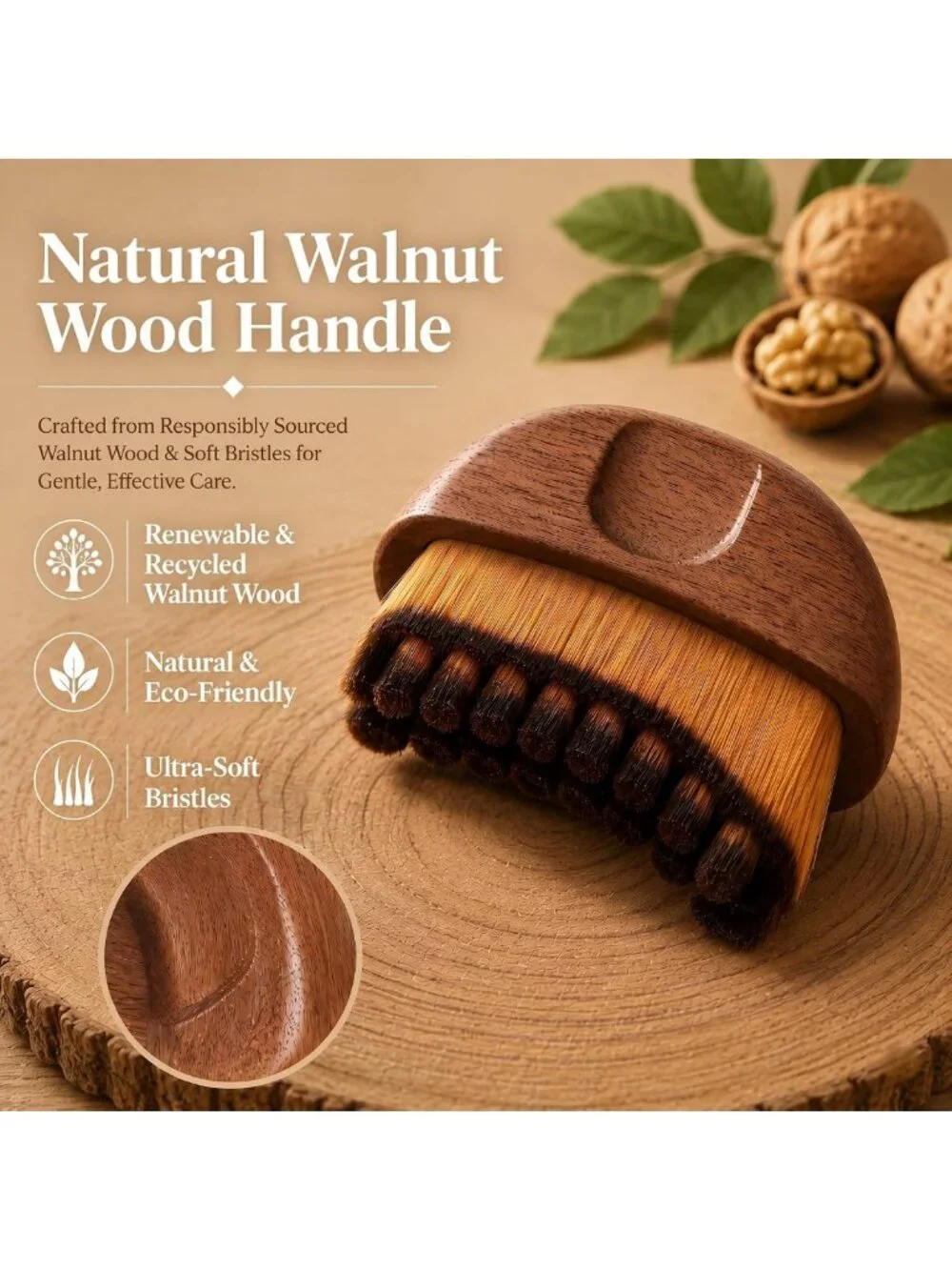 Lymphatic Drainage Face Brush - Wooden Handle, Soft Bristles, Gift-Ready Box